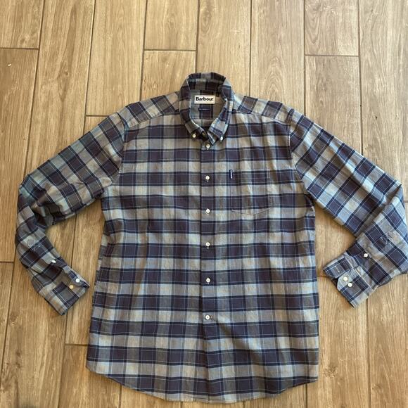 Barbour Tartan Plaid Flannel Shirt Men's Large Tailored Fit - Picture 1 of 9